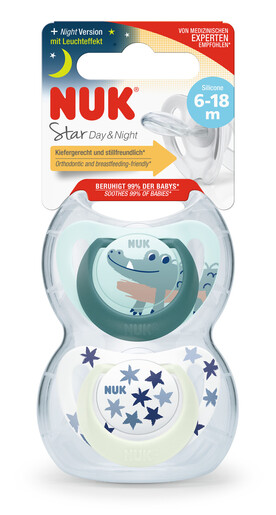 NUK duda silikon star day&amp;night 6-18m 2/1