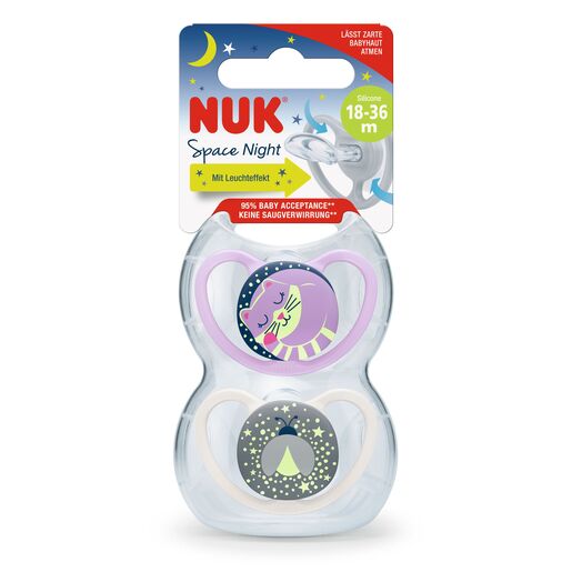NUK duda silikon space night 18-36 m