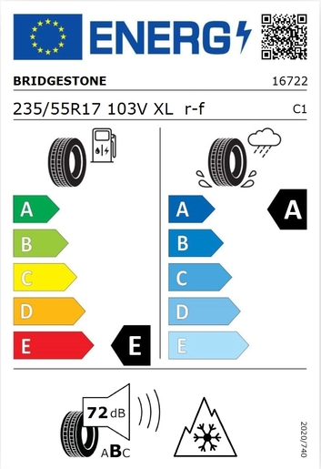 Bridgestone 235/55R17 Blizzak LM005 DRIVEGUARD 103V XL  RFT, Pot: E, Pri: A, Buka: 72 dB