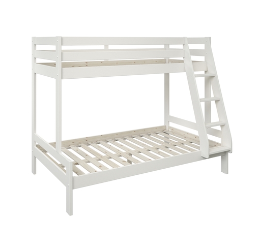 Drveni dječji krevet na kat Nora Family s dvije ladice - bijeli - 90/120x200 cm