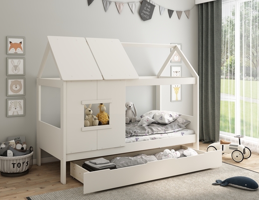 Drveni dječji krevet Finn Low s ladicom - bijeli - 200*90 cm