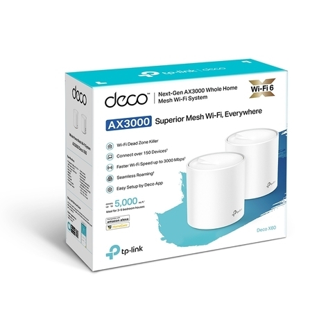 TP-Link Deco X60, AX3000, Dual-Band, WiFi6, 3000Mbps, Mesh Wi-Fi sistem, 2 komada