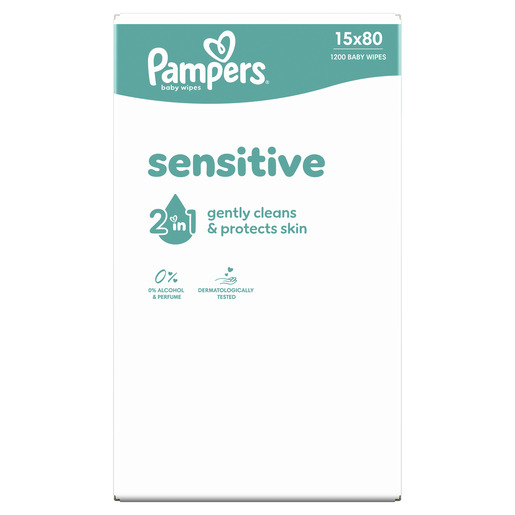 Pampers vlažne maramice, Sensitive, 15 x 80