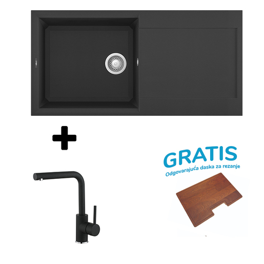 Elleci Easy 480 sudoper + SHR L Nero slavina, set