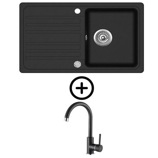 Notus SQ101-W sudoper + SHR J slavina, metallic crna, set