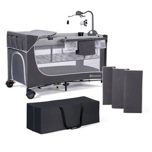 Kinderkraft Putni krevetić LEODY s dodacima, siva