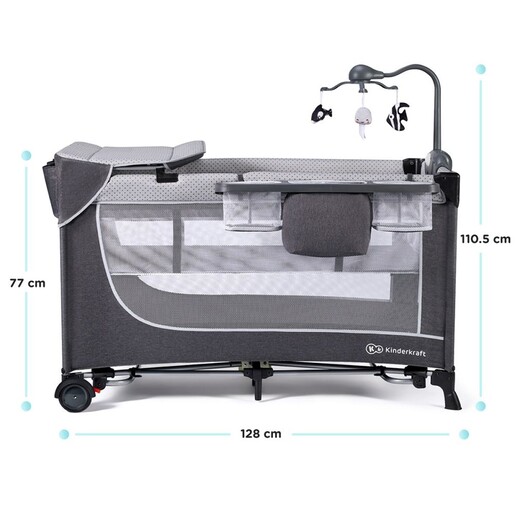 Kinderkraft Putni krevetić LEODY s dodacima, siva