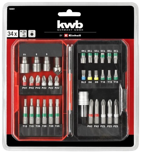 EINHELL set TE-CD 18/40-1 Li (2x1,5 Ah), aku bušilica u setu + KWB set bitova 34/1, u plastičnom kovčegu