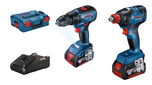 BOSCH Professional GSR 18V-50  akumulatorska bušilica-izvijač + GDX 18V-200 akumulatorski udarni stezač ( 2 x 4.0 Ah, GAL 18V-40, L-BOXX)