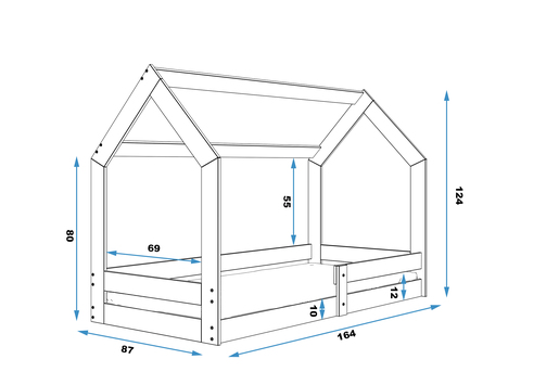 Drveni dječji krevet House 1 - 160x80 - grafit