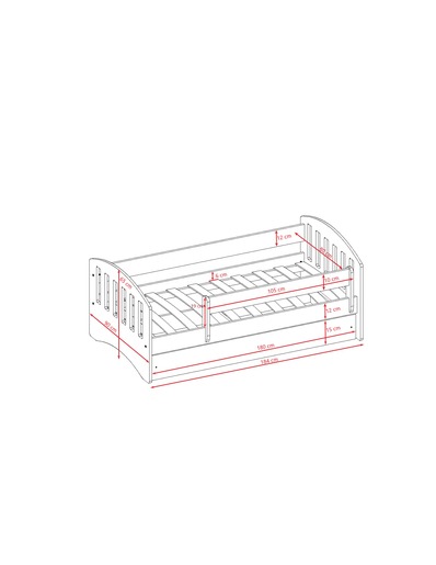 Drveni dječji krevet Classic s ladicom - sivi - 180x80cm