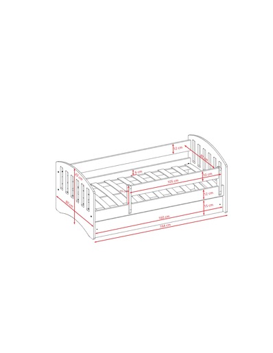 Drveni dječji krevet Classic s ladicom - sivi - 160x80cm