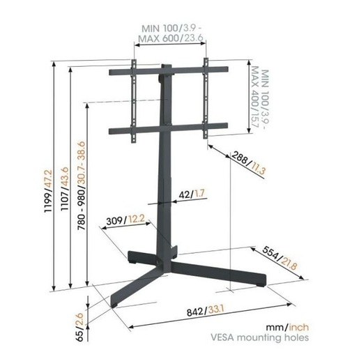 Vogel's TVS3690, podni stalak za ekrane od 40"-77", do 50kg