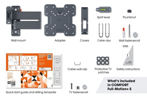 Vogel's TVM3243, zidni nosač za ekrane od 19"-43", nagib do 20° pomak 180°, 15kg