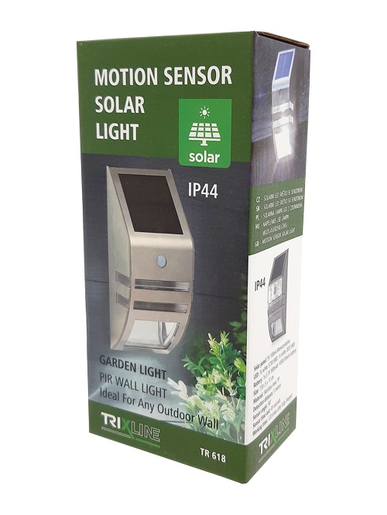 KSA ELEKTROPROFI Zidna solarna led svjetiljka sa senzorom pokreta 50lm, IP44, inox