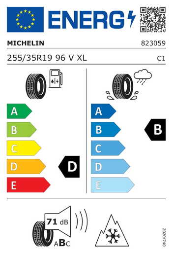 Michelin 255/35R19 96V XL TL PILOT Alpin 5, Pot: D, Pri: B, Buka: 71 dB
