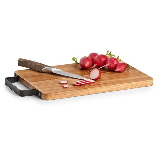 Zeller Daska za rezanje/posluživanje s metalnom drškom, akacija, 28 x 20 x 1,5 cm, 25572