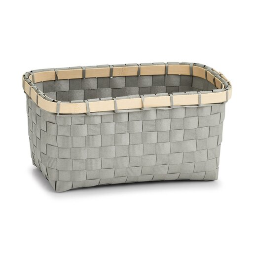 Zeller Košara za odlaganje, plastika/bambus, siva, 24 x 15 x 12 cm, 14242