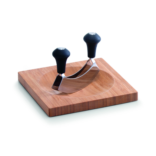 Zeller Daska za rezanje s nožem za mljevenje, bambus, 20 x 20 x 2 cm, 25295