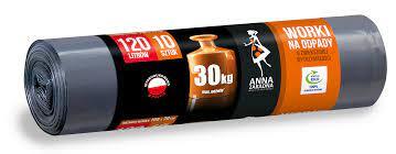ANNA Vreće za smeće 120 L, 10/1 extra jake (do 30KG), sive LDPE