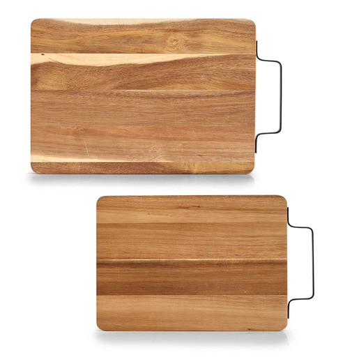Zeller Daska za rezanje/posluživanje s metalnom drškom, akacija, 33 x 23 x 1,5 cm, 25573