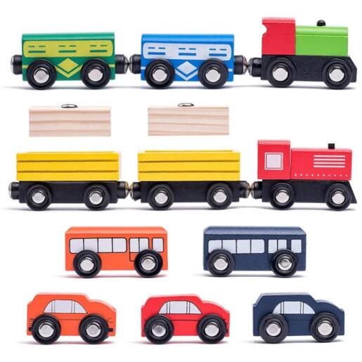 Drvena staza s toboganom i dizalicom, igračka za djecu