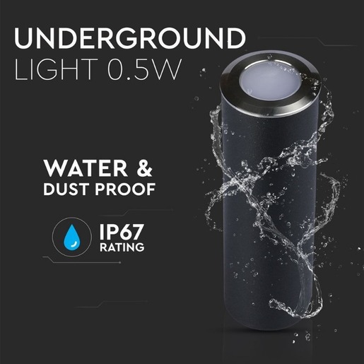 V-TAC Podna lampa - 0,5 W LED okrugla 3000K, srebrno-crna