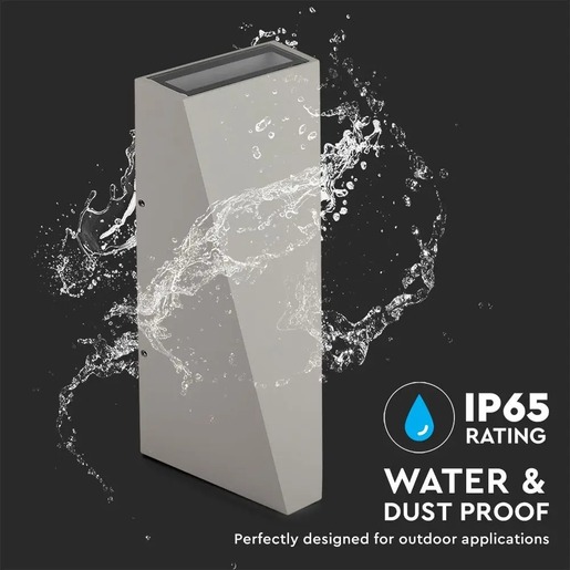 V-TAC zidna lampa - trokutasti oblik 6W 4000K - IP65, siva