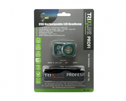 KSA ELEKTROPROFI naglavna LED punjiva lampa, 3W, USB 500mAh