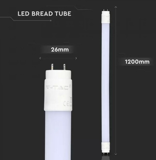 V-TAC LED T8 18W cijev za pekarske proizvode, 120 cm