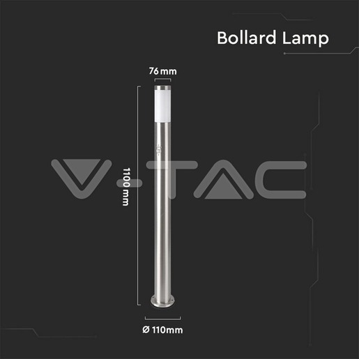 V-TAC podna lampa sa senzorom E27 110cm IP44, satin nikal