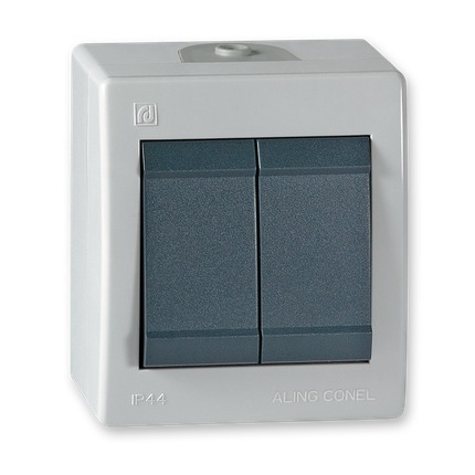 ALING CONEL serijski prekidač IP44 10AX 250V, sivi