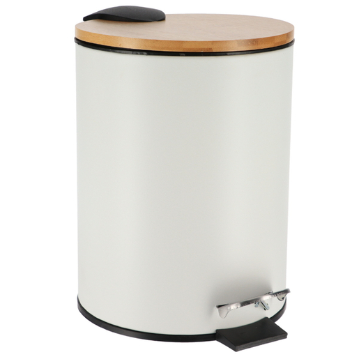 TENDANCE Kante za smeće na pedalu 2,5l, metal/bambus, bijela