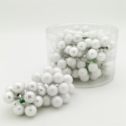 Staklene kuglice na žici 2 cm/144kom - Bijela