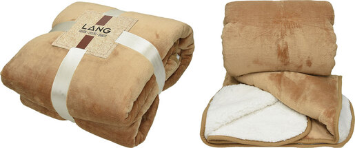 Deka od flisa i flanela Sherpa, smeđa/ bijela