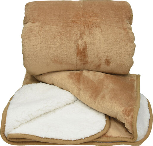 Deka od flisa i flanela Sherpa, smeđa/ bijela