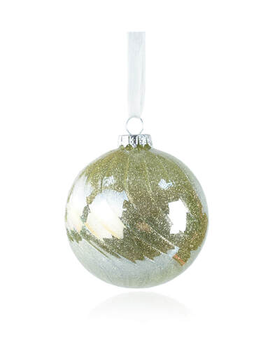 Staklene kuglice - zeleno/ zlatne, 2/1, 8 cm, 94922