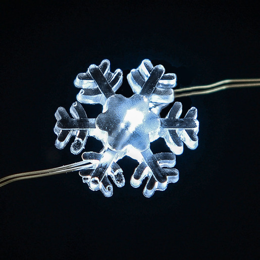 20 LED Vilinsko svjetlo s pahuljicom - Hladna bijela boja