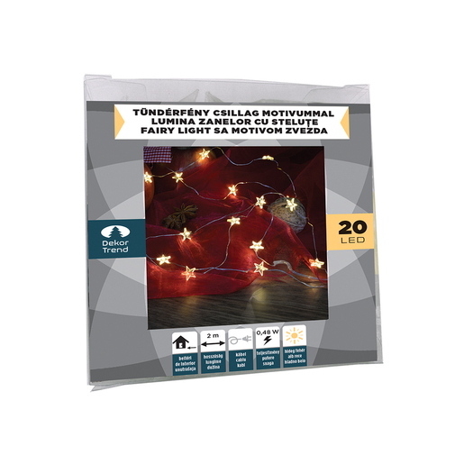 20 LED Vilinsko svjetlo sa zvijezdom - Topla bijela boja