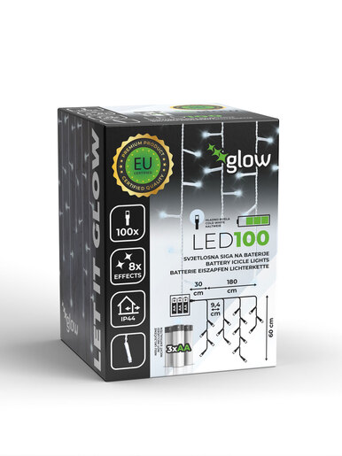 100 LED Siga na baterije – Bijela boja