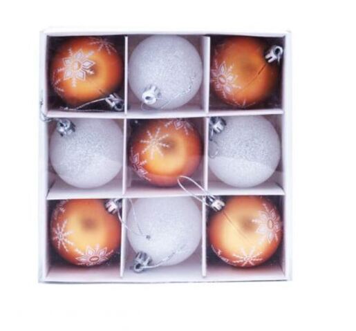 Plastična kuglica - Bijele/Zlatne, 9/1, 6 cm, 89335