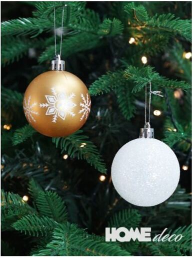 Plastična kuglica - Bijele/Zlatne, 9/1, 6 cm, 89335