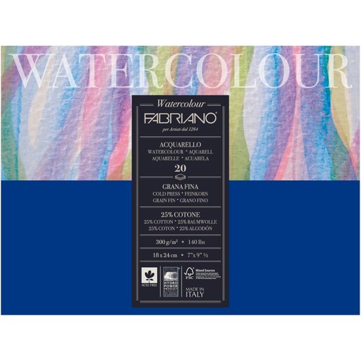 Blok Fabriano watercolor gf, 18x24, 300g, 20 listova