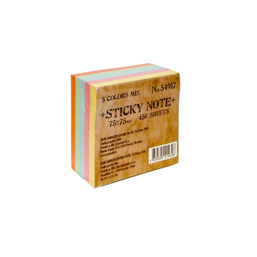 Blok kocka samoljepljiva pastel mix 75x75mm, 450 listova