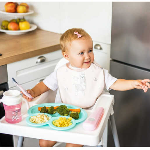 BabyOno silikonska žlica s kutijicom, roza