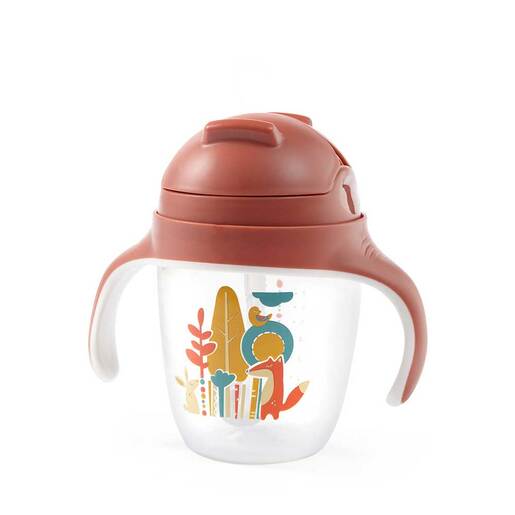 BabyOno Neprolijevajuća čaša sa slamkom, terakota
