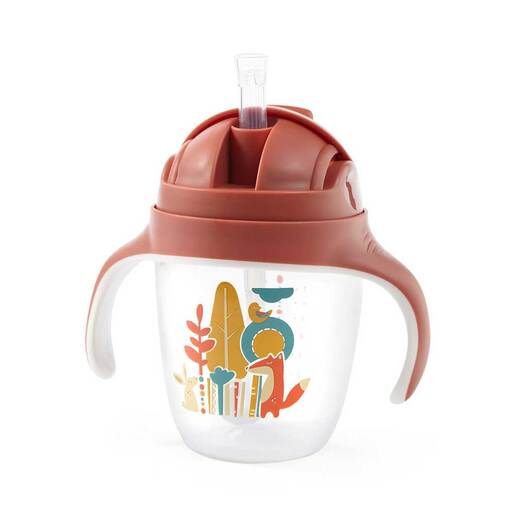BabyOno Neprolijevajuća čaša sa slamkom, terakota