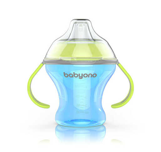 BabyOno Neprolijevajuća čaša Natural, plavo-zelena