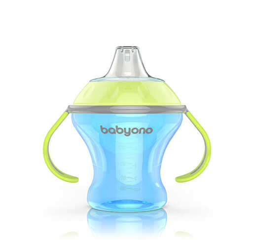 BabyOno Neprolijevajuća čaša Natural, plavo-zelena