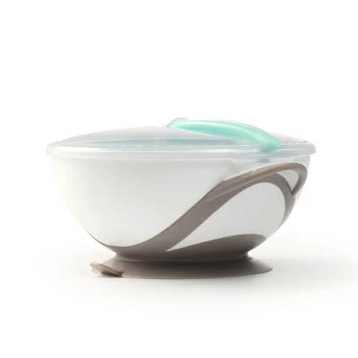 BabyOno Posuda za hranjenje + žlica, siva